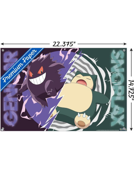 Póster de Batalla Gengar y Snorlax Trends International 56.83x37.34cm Póster de Batalla Gengar y Snorlax Trends International 56.83x37.34cm