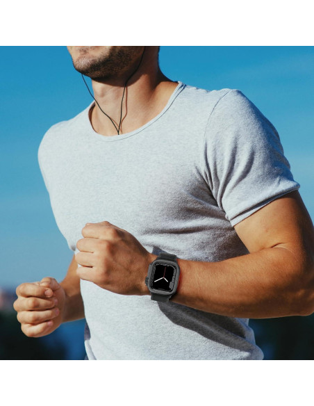 Funda de Metal Amizee para Apple Watch 44mm Negra - Resistente Funda de Metal Amizee para Apple Watch 44mm Negra - Resistente