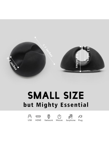 Organizador de Cables SmiLife 9 Piezas Negro - Clips Adhesivos