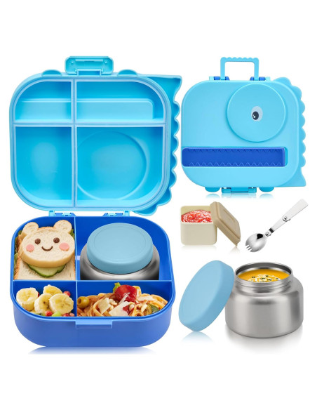 Caja de Almuerzo Bento Pawtong con Termo 400g y 4 Compartimentos Caja de Almuerzo Bento Pawtong con Termo 400g y 4 Compartimentos
