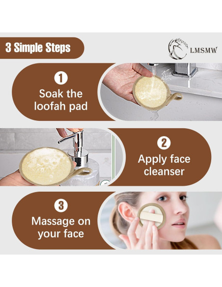 Esponjas Exfoliantes de Lufa Natural LMSMW - Paquete de 6 Esponjas Exfoliantes de Lufa Natural LMSMW - Paquete de 6
