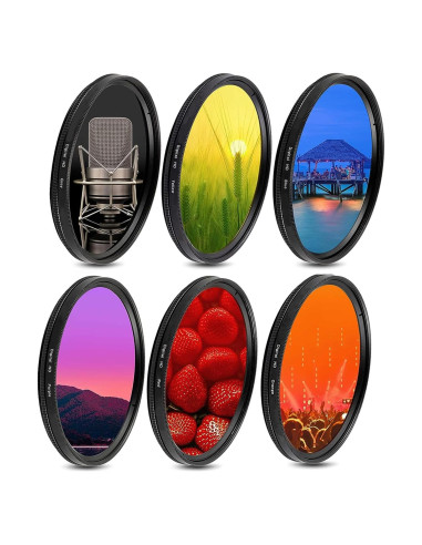 Kit de 6 Filtros de Lente de Color 49mm Acuvar para DSLR