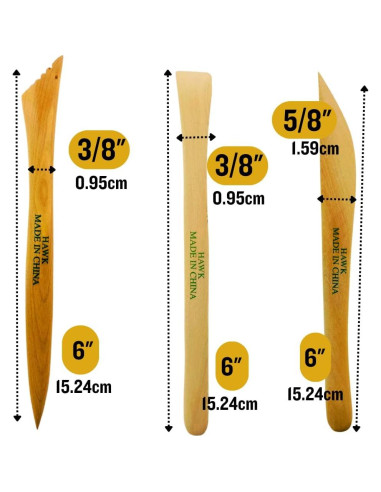 Set de 3 Herramientas de Modelado de Arcilla de Madera MEJOR ARTISTA