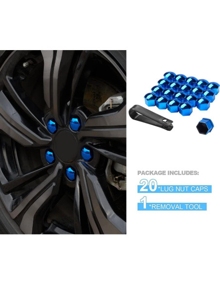 Cubiertas de Tuerca de Rueda 17mm Blueshyhall - Paquete de 20 Azul Cubiertas de Tuerca de Rueda 17mm Blueshyhall - Paquete de 20 Azul