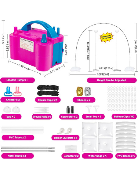 Kit de Arco de Globos Toosci con Bomba Eléctrica y Soportes Kit de Arco de Globos Toosci con Bomba Eléctrica y Soportes