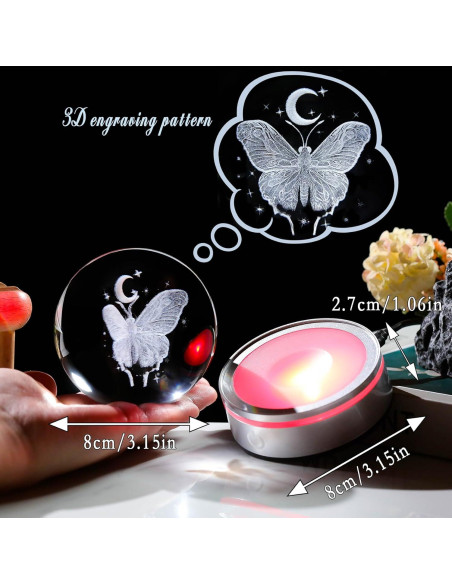 Esfera de Cristal 3D Mariposa con Luna 8cm Arikyrist Esfera de Cristal 3D Mariposa con Luna 8cm Arikyrist