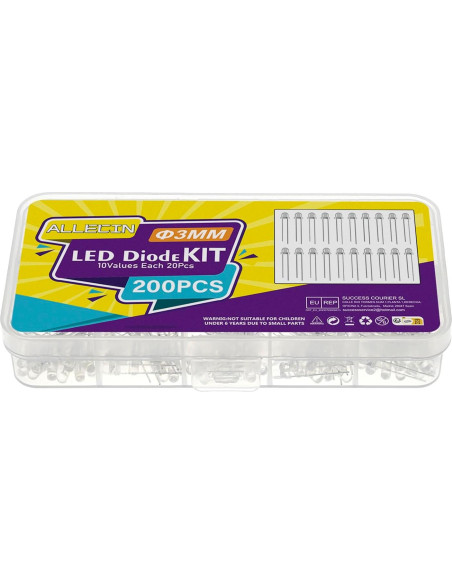 Kit de Diodos LED 3MM 200PCS ALLECIN 10 Colores Kit de Diodos LED 3MM 200PCS ALLECIN 10 Colores