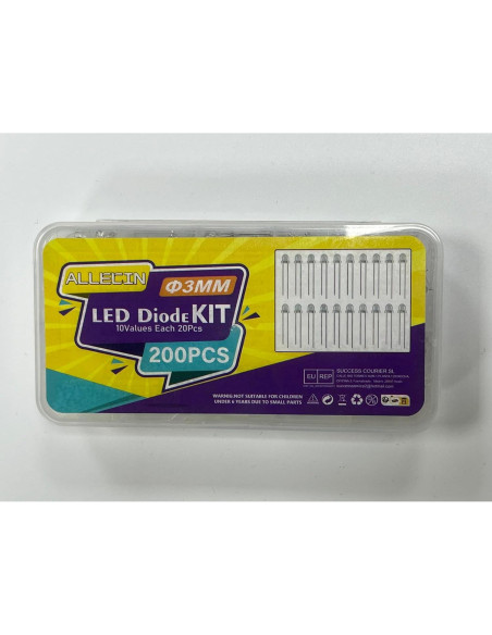 Kit de Diodos LED 3MM 200PCS ALLECIN 10 Colores Kit de Diodos LED 3MM 200PCS ALLECIN 10 Colores