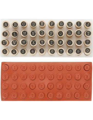 Juego de Sellos de Letras y Números PATIKIL 40 Pcs Madera