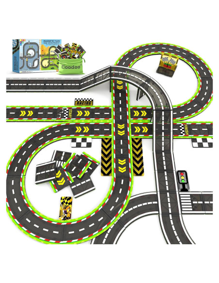 Conjunto de Pista de Carreras Coodoo 24PCS - Azulejos Magnéticos Conjunto de Pista de Carreras Coodoo 24PCS - Azulejos Magnéticos