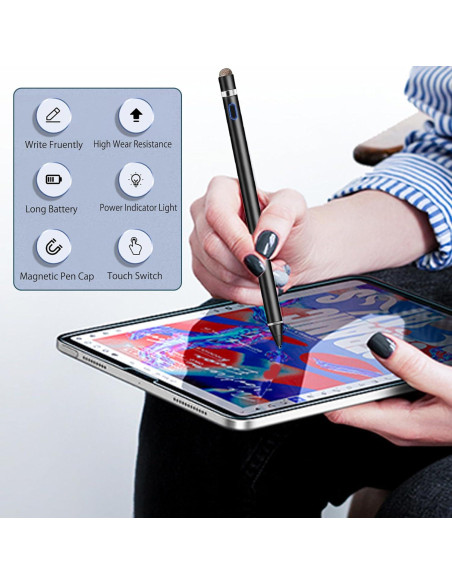 Lápiz Estilográfico Luntak Negro para iPad y Android 1.45mm Lápiz Estilográfico Luntak Negro para iPad y Android 1.45mm