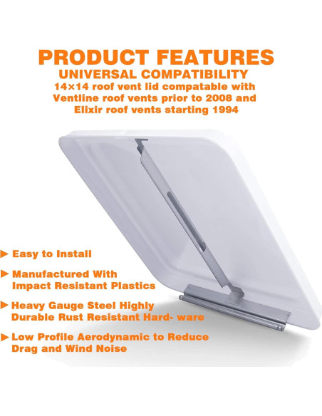 Cubierta de Ventilación de Techo RV LuckySlycyc 14" Blanco Cubierta de Ventilación de Techo RV LuckySlycyc 14" Blanco