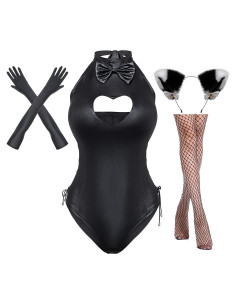 Disfraz de Conejita para Mujeres Yuriko - Mono Enterizo Negro S