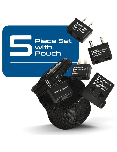 Adaptador de viaje internacional Ceptics 5 piezas USB-C Adaptador de viaje internacional Ceptics 5 piezas USB-C