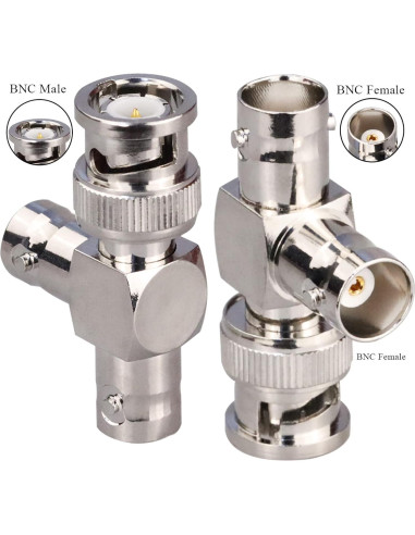 Conector BNC Macho a Doble Hembra TUOLNK 3 Vías - Paquete de 2