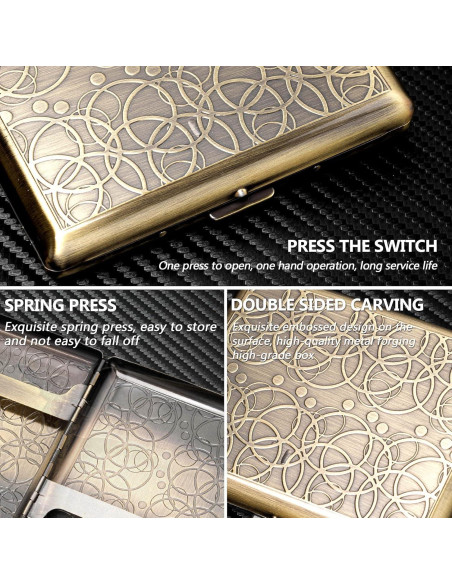 Estuche de metal chapado en bronce GOSHENTECH para 20 cigarrillos Estuche de metal chapado en bronce GOSHENTECH para 20 cigarrillos
