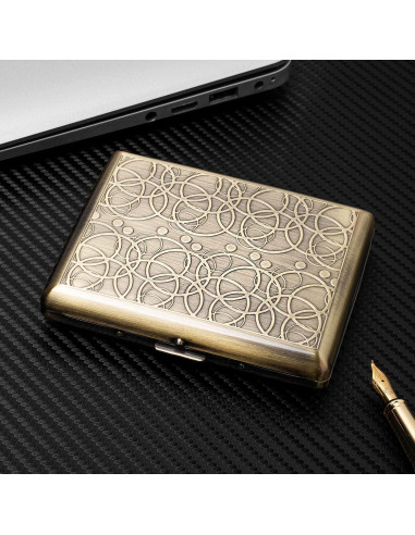 Estuche de metal chapado en bronce GOSHENTECH para 20 cigarrillos