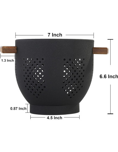 Colador de Metal BeFare 3 Cuartos con Mango de Madera Negro Mate