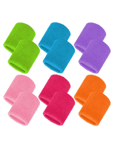 Muñequera Deportiva Fumwase 6 Pares Algodón Colores Vivos Muñequera Deportiva Fumwase 6 Pares Algodón Colores Vivos
