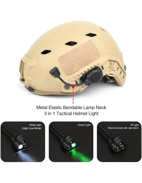 Luz Táctica para Casco NECARL 3 en 1 LED IR Verde Blanco Luz Táctica para Casco NECARL 3 en 1 LED IR Verde Blanco