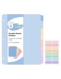 Divisores de Plástico SKYDUE 8 Pestañas para Carpeta 3 Anillas