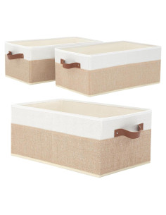 Cajas Organizadoras de Closet 3 Pack Beige 48x28x20 cm