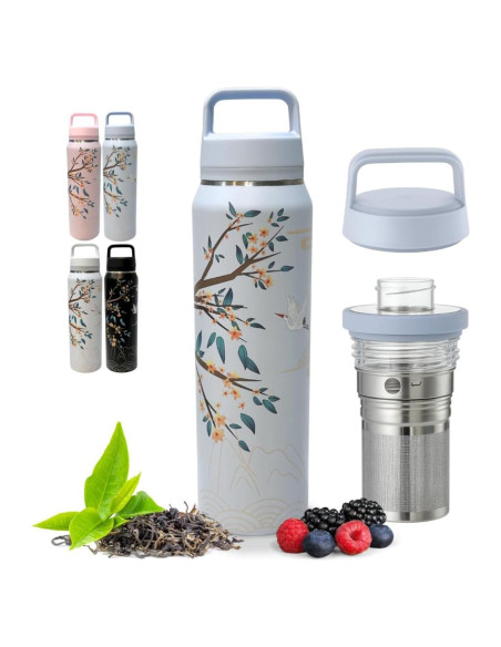 Botella Infusora de Té Farasi Azul 710 ml Acero Inoxidable Aislada Botella Infusora de Té Farasi Azul 710 ml Acero Inoxidable Aislada
