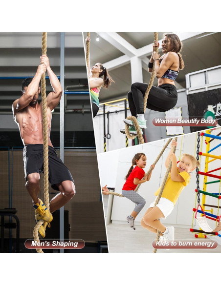 Cuerda de Escalada Keepark 3.05m Yute 1.5 Pulgadas Antideslizante Cuerda de Escalada Keepark 3.05m Yute 1.5 Pulgadas Antideslizante