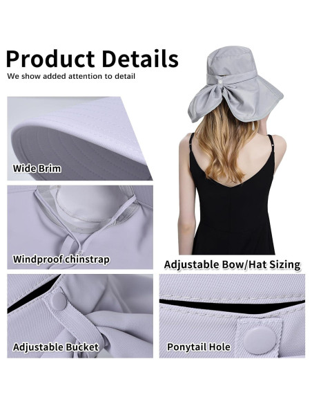 Sombrero de Sol Ruqizhi para Mujeres UPF 50+ Plegable Negro Sombrero de Sol Ruqizhi para Mujeres UPF 50+ Plegable Negro