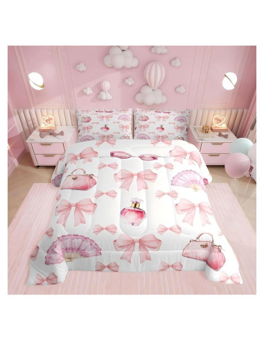 Edredón Reina Erosebridal Rosa con Lazo 228.6x228.6 cm 3 Piezas