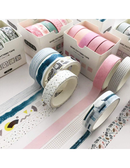 Set de 5 Rollos de Cinta Washi YUBBAEX 10mm Rocío Cian Set de 5 Rollos de Cinta Washi YUBBAEX 10mm Rocío Cian