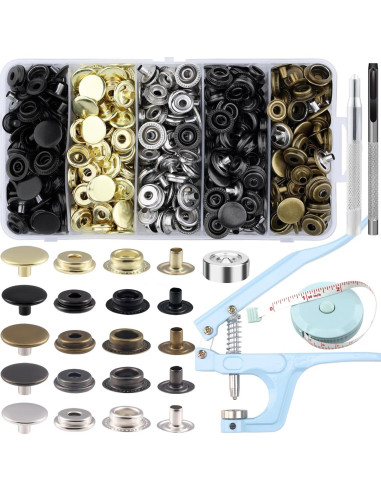 Kit de Botones a Presión XRIHSNAVI 15mm Acero Inoxidable 510 PCS