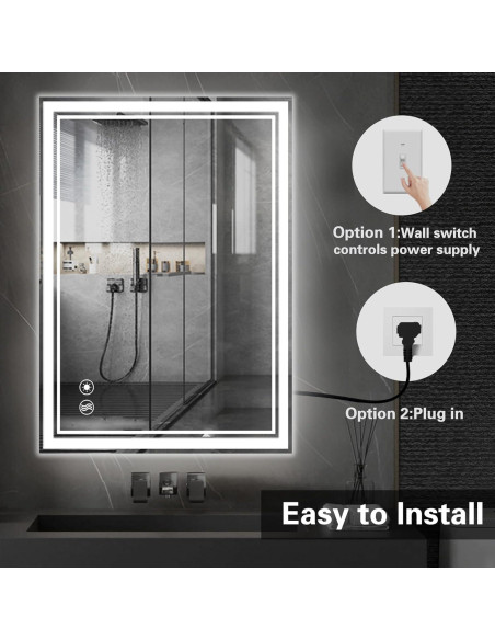 Espejo de Baño LED GETOVIN 61x81 cm Regulable con Sensor Táctil Espejo de Baño LED GETOVIN 61x81 cm Regulable con Sensor Táctil