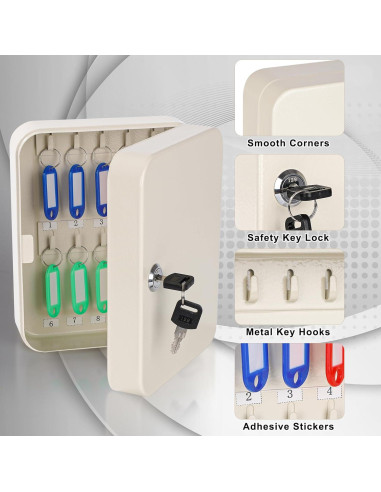 Gabinete de Llaves KYODOLED Beige con Cerradura para 20 Llaves