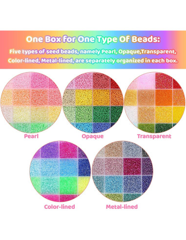 Kit de Perlas de Joyería Funtopia 61000pcs 2mm 120 Colores
