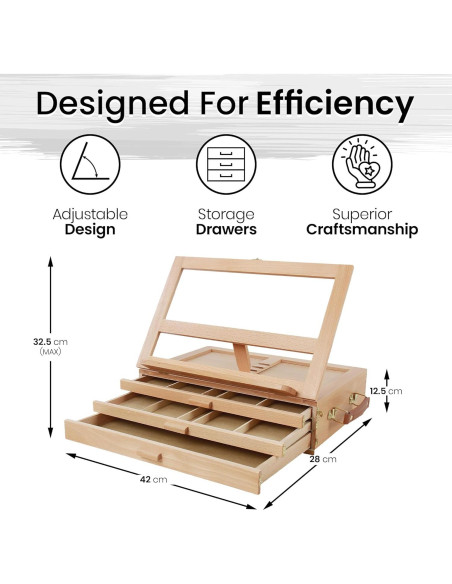 Caballete de Mesa de Madera Artistik con 3 Cajones para Arte Caballete de Mesa de Madera Artistik con 3 Cajones para Arte