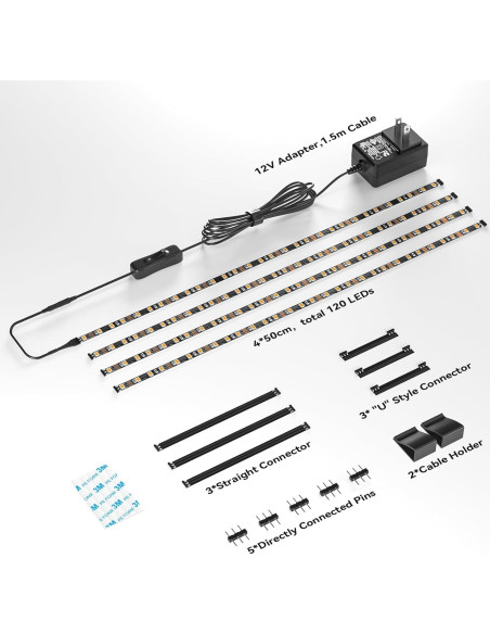 Kit de Iluminación LED Bajo Gabinete WOBANE 2m 1200lm 6000K Kit de Iluminación LED Bajo Gabinete WOBANE 2m 1200lm 6000K