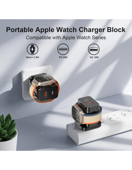 Cargador 3-en-1 HONOT 20W PD para Apple Watch y iPhone Negro Cargador 3-en-1 HONOT 20W PD para Apple Watch y iPhone Negro
