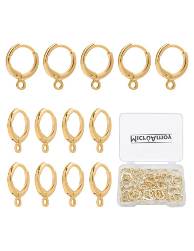 60 Ganchos de Aro Huggie Oro Lleno 14K MICROAMOY Hipoalergénicos