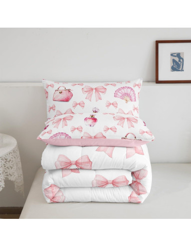 Edredón Reina Erosebridal Rosa con Lazo 228.6x228.6 cm 3 Piezas