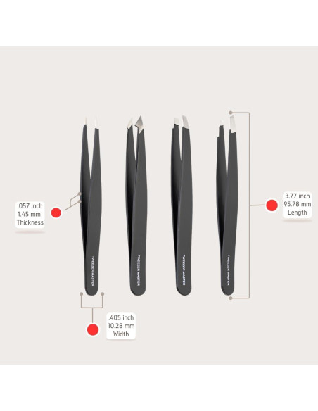 Juego de Pinzas Profesionales Tweezer Master - Acero Inoxidable, Punta Fina y en Ángulo Juego de Pinzas Profesionales Tweezer Master - Acero Inoxidable, Punta Fina y en Ángulo