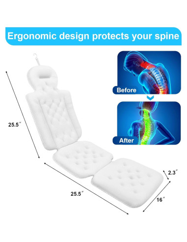 Almohada de Baño de Cuerpo Completo FEIAE con Ventosas Antideslizantes