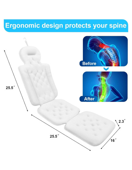 Almohada de Baño de Cuerpo Completo FEIAE con Ventosas Antideslizantes Almohada de Baño de Cuerpo Completo FEIAE con Ventosas Antideslizantes