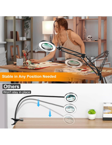 Lupa de 10X Hviww con Luz LED y Soporte Ajustable