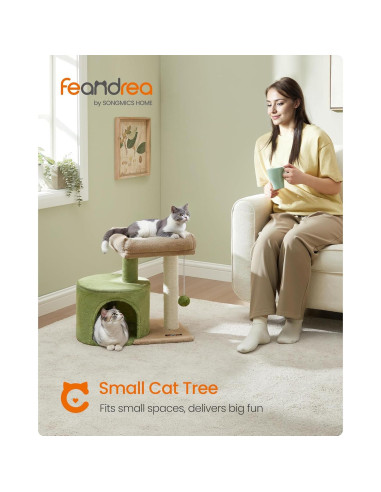 Torre para Gatos Feandrea con Poste de Rascado y Perchero 52.5x38x47cm