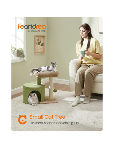 Torre para Gatos Feandrea con Poste de Rascado y Perchero 52.5x38x47cm Torre para Gatos Feandrea con Poste de Rascado y Perchero 52.5x38x47cm