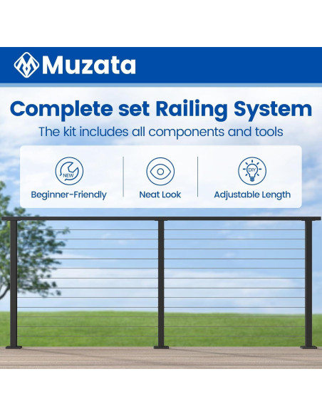Kit Completo de Barandilla de Cable Muzata 42" Ajustable Kit Completo de Barandilla de Cable Muzata 42" Ajustable