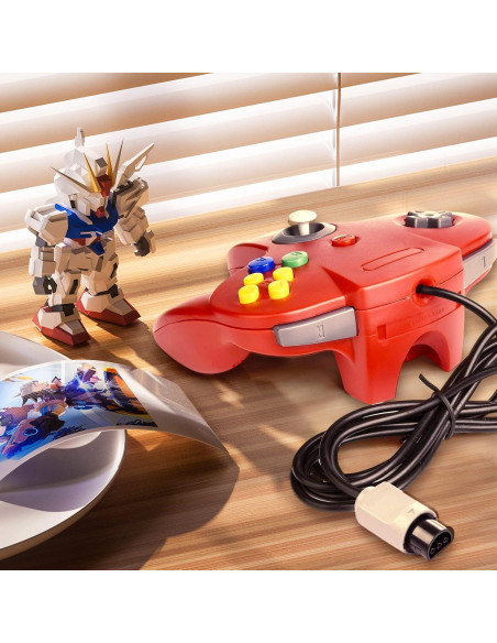 Controlador Clásico N64 Burcica con Cable 2 Piezas Rojo y Azul Controlador Clásico N64 Burcica con Cable 2 Piezas Rojo y Azul