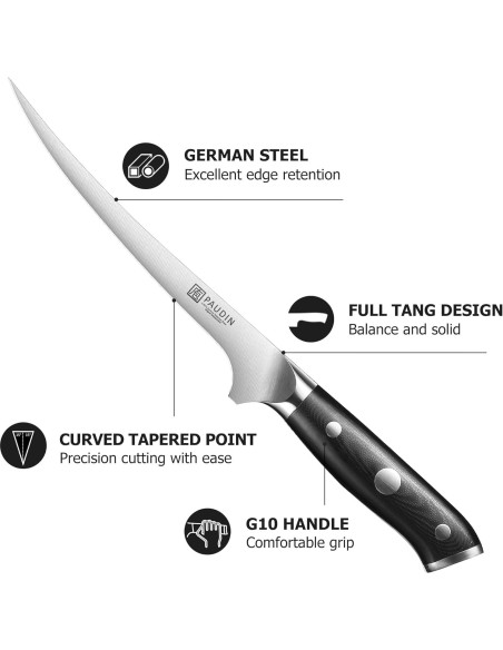 Cuchillo de Filete PAUDIN 7" Acero Alemán Mango G10 Cuchillo de Filete PAUDIN 7" Acero Alemán Mango G10