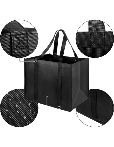 Bolsas de Compras Reutilizables LadyRosian 10 Piezas 20 kg Negro